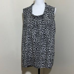 Rafella || sleeveless woman’s animal print blouse size Large